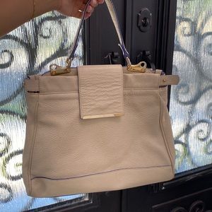 Cream leather bag